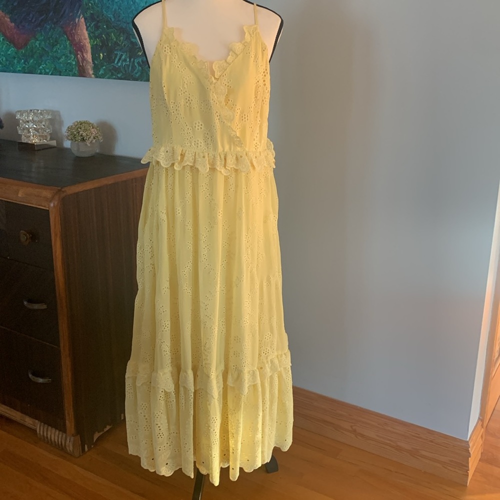 Broderie Anglaise Tiered Maxi Dress, Sz 10